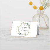 Modernes Eukalyptus Wreath Frame Wedding Table Boh Platzkarte (Rückseite)