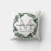 Modernes Eukalyptus-Wreath-Monogramm-Hochzeitssäck Kissen (Vorderseite)