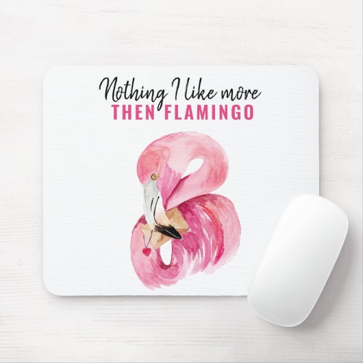 Modernes Exotic Pink Watercolor Flamingo Geschenk Mousepad (Mit Mouse)