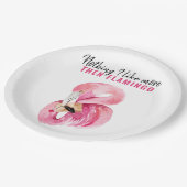 Modernes Exotic Pink Watercolor Flamingo Geschenk Pappteller (Schrägansicht)