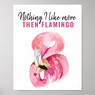 Modernes Exotic Pink Watercolor Flamingo Geschenk Poster