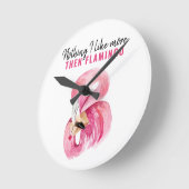Modernes Exotic Pink Watercolor Flamingo Geschenk Runde Wanduhr (Winkel)