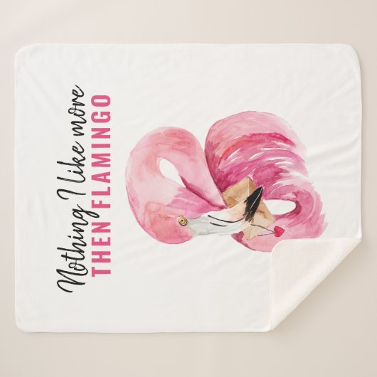 Modernes Exotic Pink Watercolor Flamingo Geschenk Sherpadecke (Vorderseite (Horizontal))