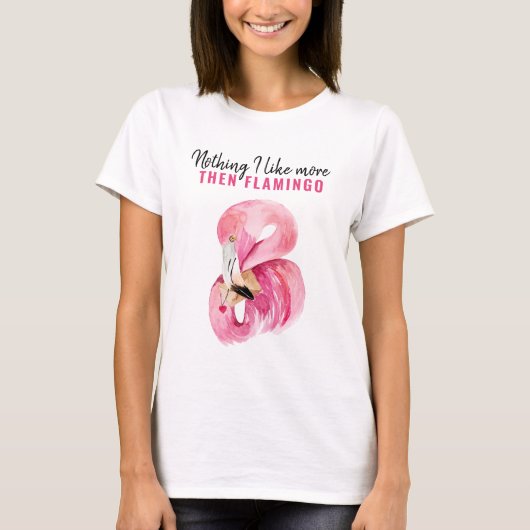 Modernes Exotic Pink Watercolor Flamingo Geschenk T-Shirt (Vorderseite)