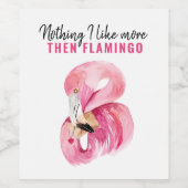 Modernes Exotic Pink Watercolor Flamingo Geschenk Weinetikett (Einzelnes Label)
