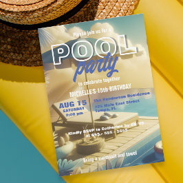 Modernes Exotic Tropical Birthday Summer Pool Part Einladung