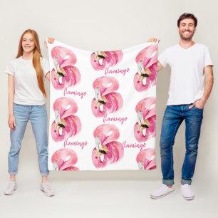 Modernes, exotisch rosa Flamingo-Muster Fleecedecke