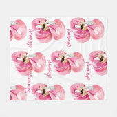 Modernes, exotisch rosa Flamingo-Muster Fleecedecke (Vorderseite (Horizontal))
