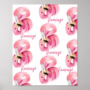 Modernes, exotisch rosa Flamingo-Muster Poster