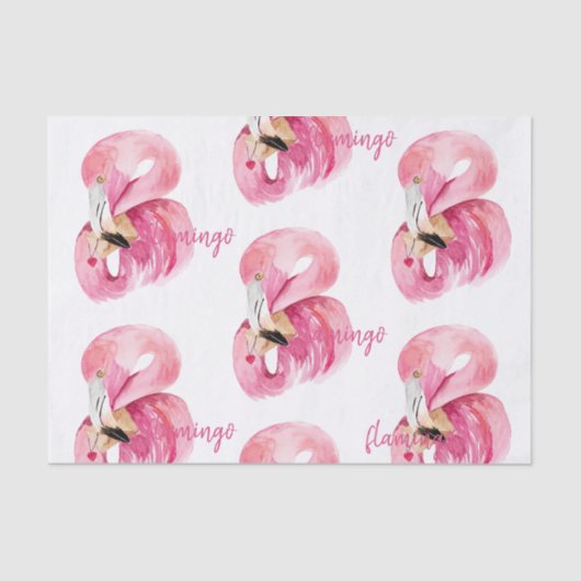 Modernes, exotisch rosa Flamingo-Muster Seidenpapier (Vorderseite)