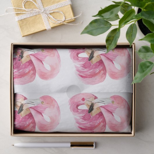 Modernes, exotisch rosa Flamingo-Muster Seidenpapier (Geschenk)