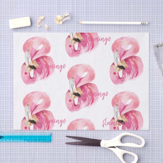 Modernes, exotisch rosa Flamingo-Muster Seidenpapier (Handwerk)
