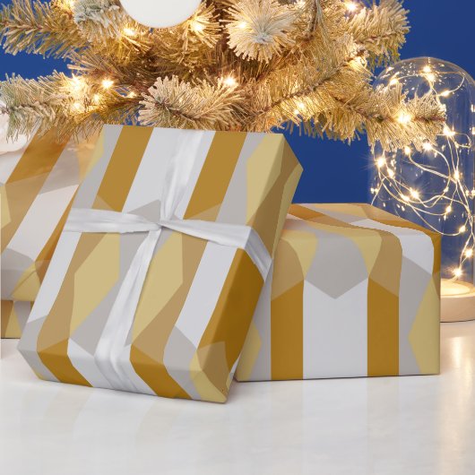 Modernes Extravagant geometrisches Gold und Silber Geschenkpapier (Feiertage)