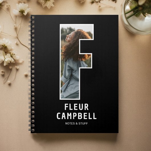 Modernes "F" Foto-Initial-Monogramm-Notizbuch Notizblock