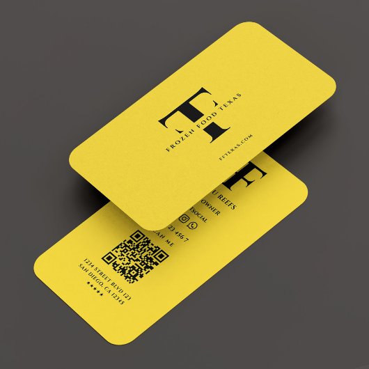 Modernes F T-Logo Monogram, gelb schwarz Visitenkarte