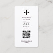 Modernes F T Minimal Logo Company Schwarz-weiß Visitenkarte (Rückseite)