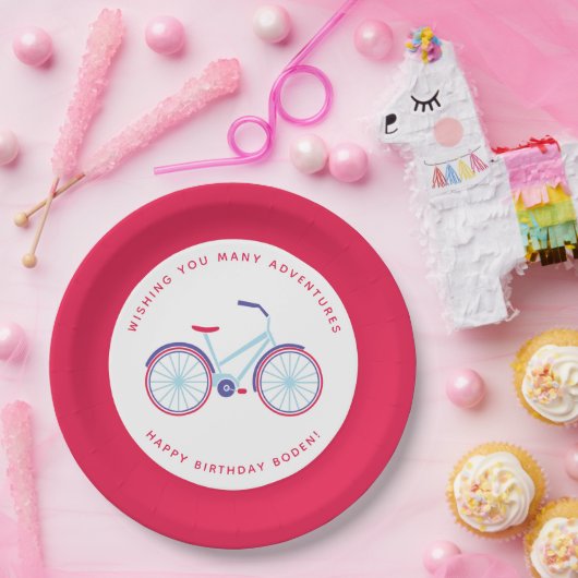 Modernes Fahrrad in Rot und Blau Pappteller (Party)