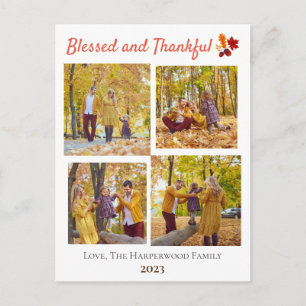 Modernes Fall Erntedank Family Foto Collage Feiertagspostkarte