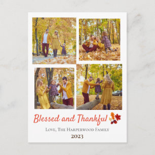 Modernes Fall Erntedank Family Foto Collage Feiertagspostkarte