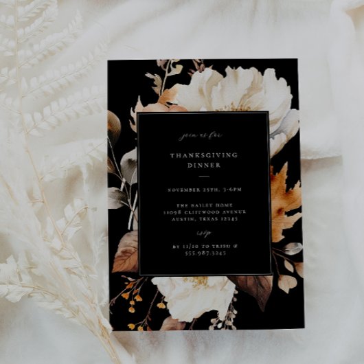 Modernes Fall Floral Erntedank Dinner Party Einladung