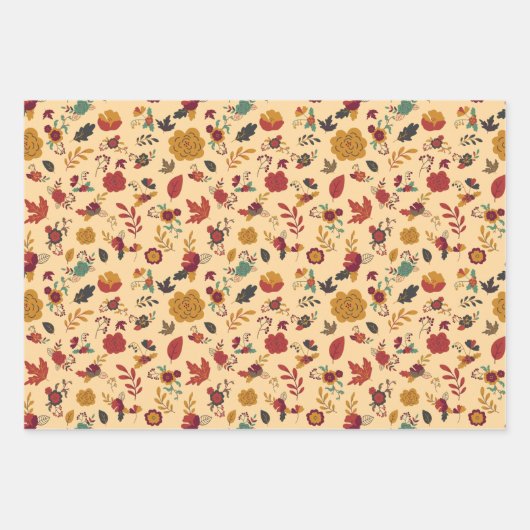 Modernes Fall Floral Muster Geschenkpapier Set (Vorderseite 3)