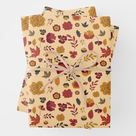 Modernes Fall Floral Muster Geschenkpapier Set (Beispiel)