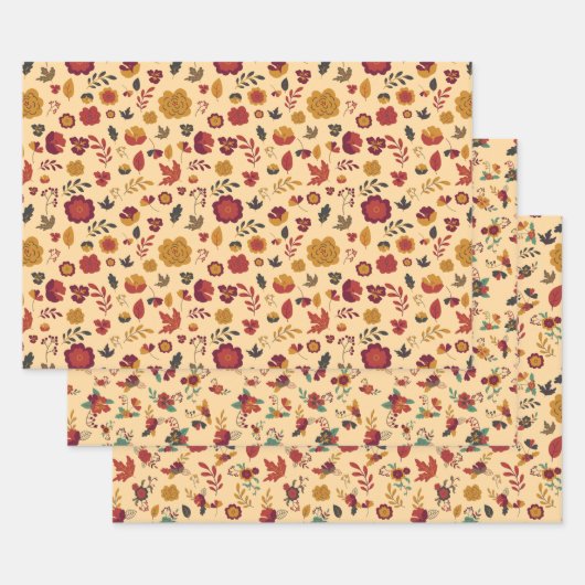 Modernes Fall Floral Muster Geschenkpapier Set (Set)