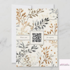 Modernes Fall Foliage-Brautparty mit QR-Code Einladung