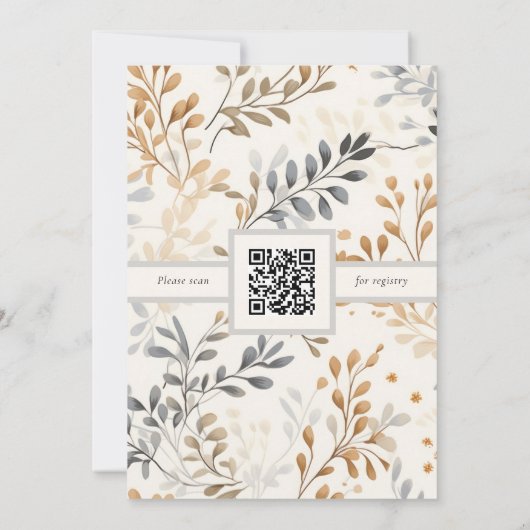 Modernes Fall Foliage-Brautparty mit QR-Code Einladung (Rückseite)