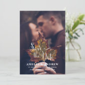 Modernes Fall Foto Save the Date Hochzeit (Stehend Vorderseite)