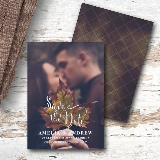 Modernes Fall Foto Save the Date Hochzeit