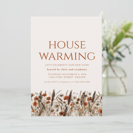 Modernes Fall Housewarming Party laden ein Einladung (Stehend Vorderseite)