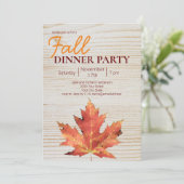 Modernes Fall Leaf Burgundy Dinner Party Einladung (Stehend Vorderseite)
