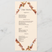 Modernes Fall Orange BOHO Hochzeitmenü Menükarte (Vorderseite)