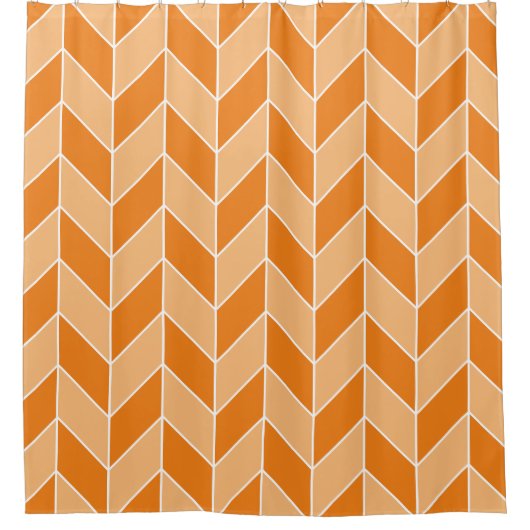 Modernes Fall Orange Herringbone Zickzack Muster Duschvorhang (Vorderseite)