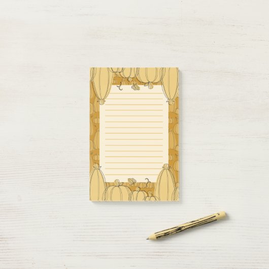 Modernes Fall Pumpkin Muster in Orange Post-it Klebezettel (Auf Schreibtisch)