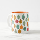 Modernes Fallleaf-Muster Zweifarbige Tasse (Vorderseite Links)