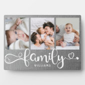 Modernes, familiäres Script-Collage Linen 3 Foto B Fotoplatte (Vorderseite)