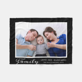 Modernes Familien-Foto-Schablonen-Skript fasst Fleecedecke
