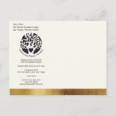 Modernes Familienbaum Black Gold Save the Date Einladungspostkarte (Rückseite)