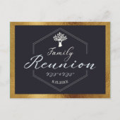 Modernes Familienbaum Black Gold Save the Date Einladungspostkarte (Vorderseite)