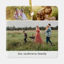 Modernes Familienfoto Collage 6 Fotos Weihnachten Keramikornament