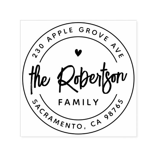 Modernes Familienname Rundlogo für Herz-Rücksendea Permastempel (Design)