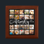 Modernes Familienskript 20 Foto Collage Chic Black Erinnerungskiste<br><div class="desc">Modernes Foto Collage Tray mit Platz für 20 Fotos rund um ein trendiges Wirbles Skript lesen FAMILY und Ihr individuelle Name unten.</div>