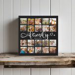 Modernes Familienskript 20 Foto Collage Chic Black Künstlicher Leinwanddruck<br><div class="desc">Moderner,  benutzerdefinierter Collage-Druck mit Platz für 20 Fotos rund um ein trendiges Wirbles Skript lesen FAMILY und Ihr individuelle Name unten.</div>