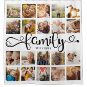 Modernes Familienskript 20 Foto Collage Chic Spaß Duschvorhang (Vorderseite)