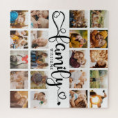 Modernes Familienskript 20 Foto Collage Chic Spaß Puzzle (Horizontal)