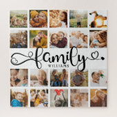 Modernes Familienskript 20 Foto Collage Chic Spaß Puzzle (Vertikal)