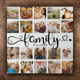 Modernes Familienskript 20 Foto Collage Chic Spaß Puzzle
