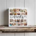 Modernes Familienskript 20 Foto Collage Chic Stilv Künstlicher Leinwanddruck<br><div class="desc">Moderner,  benutzerdefinierter Collage-Druck mit Platz für 20 Fotos rund um ein trendiges Wirbles Skript lesen FAMILY und Ihr individuelle Name unten.</div>